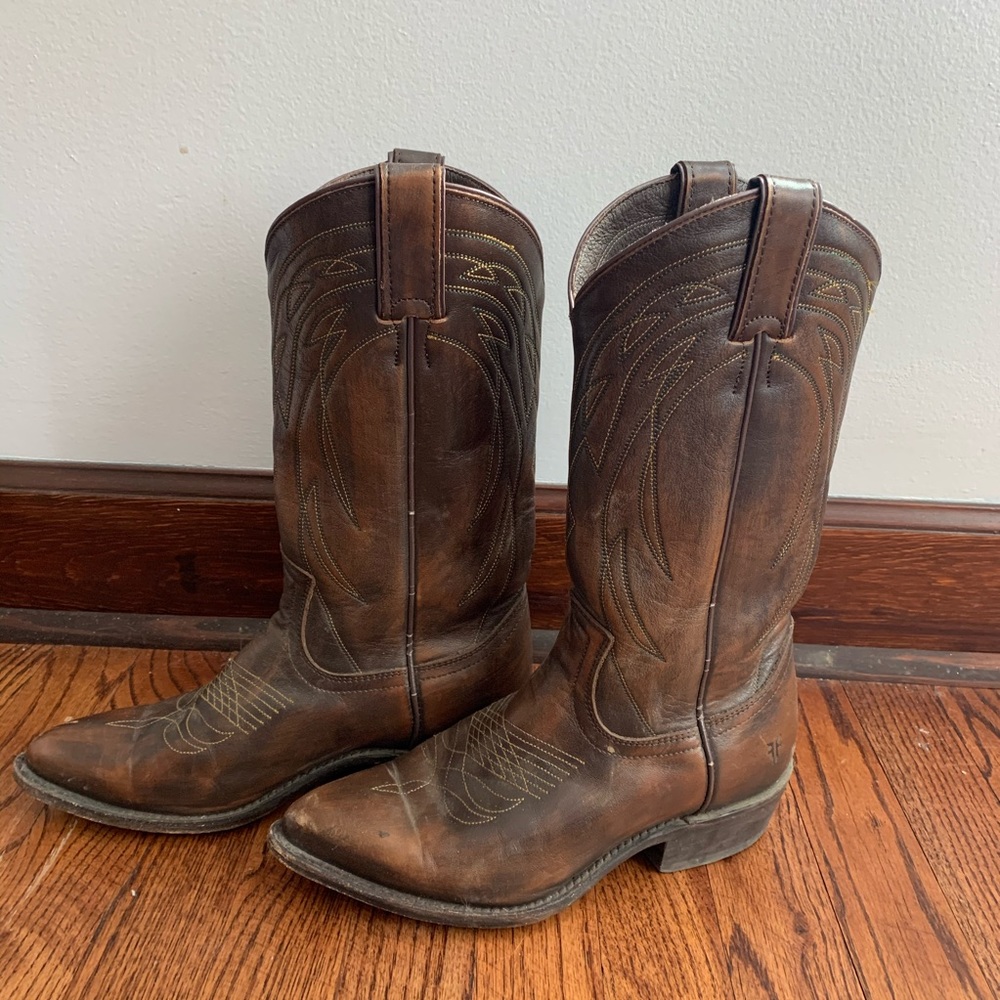 Frye Women’s Billy Brown Leather Cowboy Boots